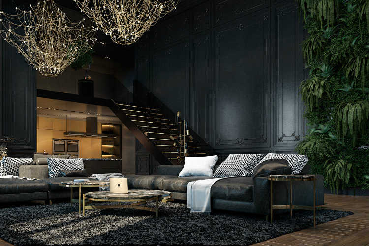 Decadent black color scheme interior design ideas for living spaces ...