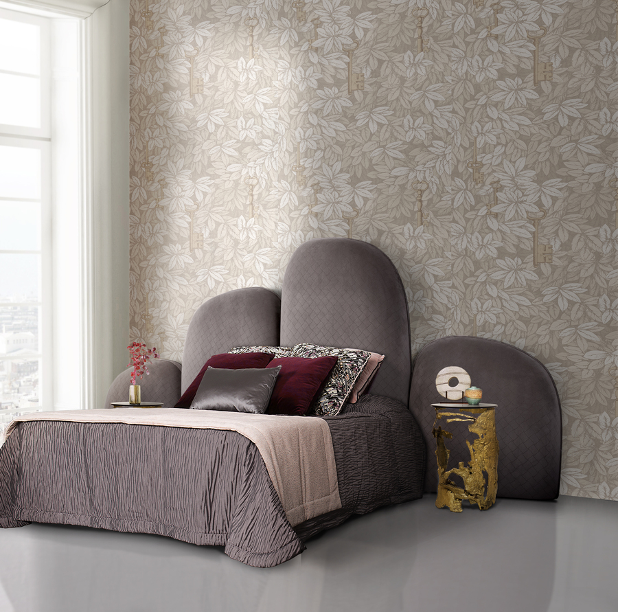 Grey tones bedroom with golden brass sidetable home inspiration ideas