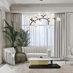 Beige Velvet Sofa In Neutral Living Room home inspiration ideas