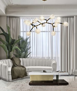 Beige Velvet Sofa In Neutral Living Room home inspiration ideas