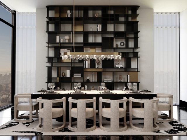 Image showcasing Dining Room Decor In The Opulent Empire Penthouse