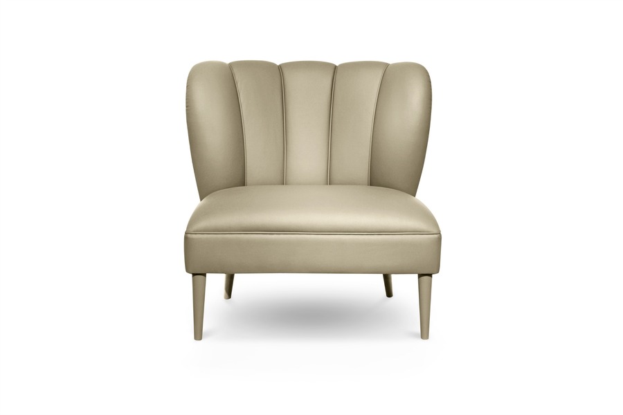beige leather armchair