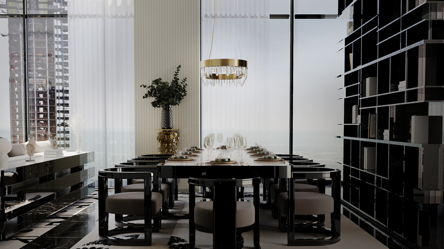 Dining room decor with black and beige furniture home inspiration ideas