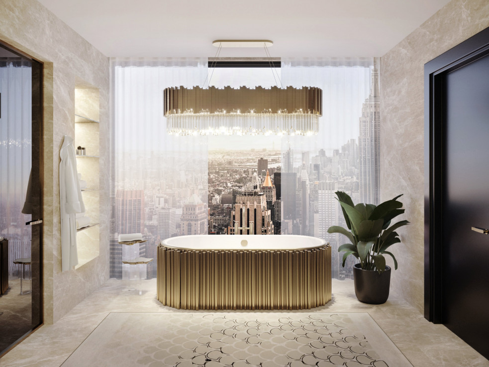 Modern bathroom design with a breathtaking view featuring the Symphony Bathtub - Bathroom Furniture For A Luxurious Oasis home inspiration ideas