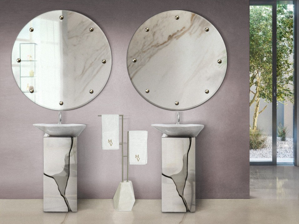 Modern contemporary bathroom decor with the Lapiaz Marble Pedastal Sink - Bathroom Furniture For A Luxurious Oasis home inspiration ideas