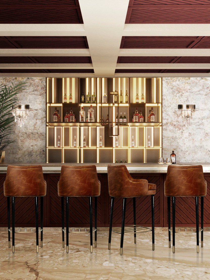 Contemporary bar design with Davis Bar Chair home inspiration ideas