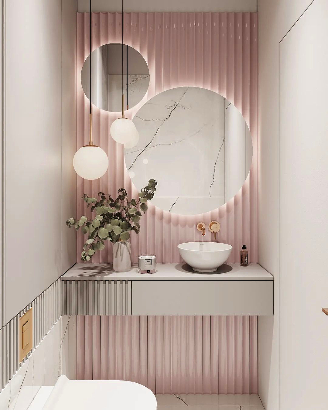 Project by Moje Projekty - 10 Pink Bathroom Design Ideas That Will Leave You Astonished home inspiration ideas