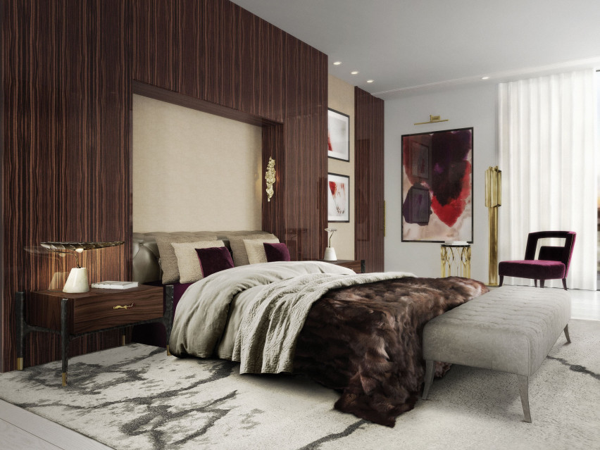 Modern bedroom design with a beige and brown color scheme and the Calla Table Lamp home inspiration ideas