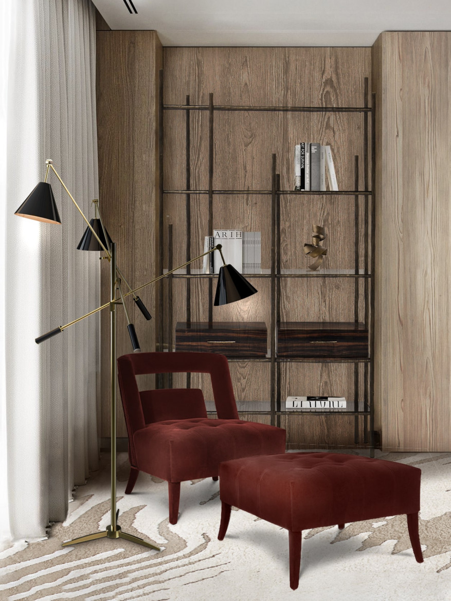 Modern home office design with earth tones and Mambu Bookcase home inspiration ideas
