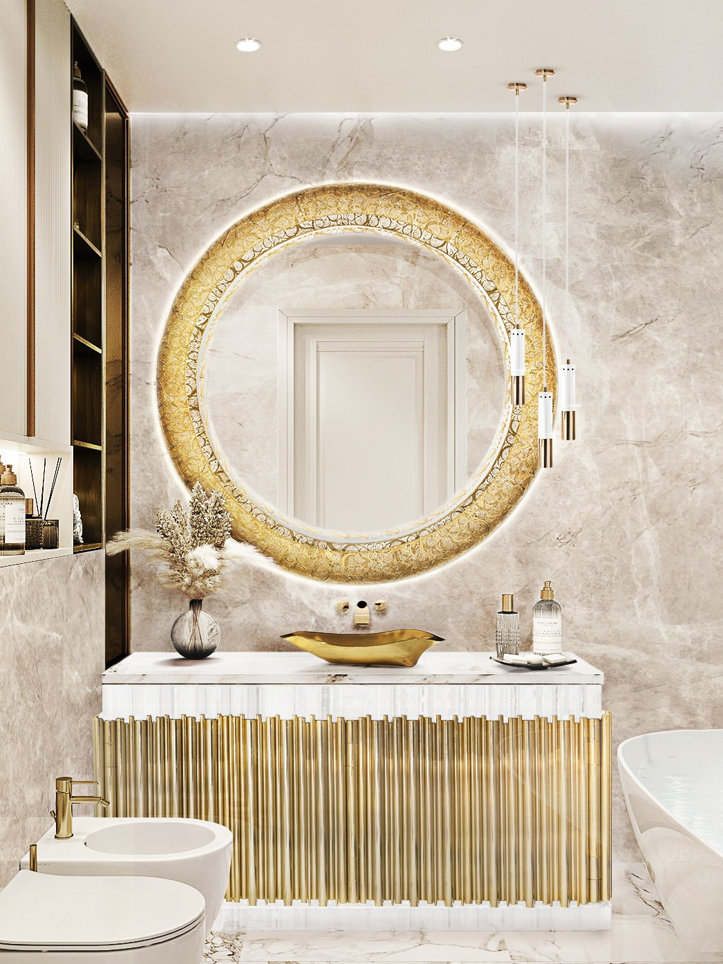 Bathroom design with white and gold washbasin home inspiration ideas