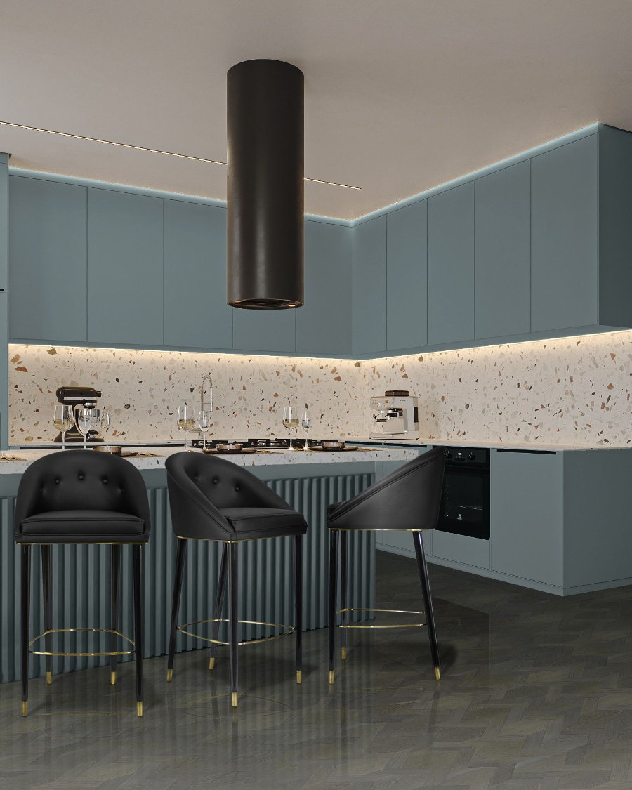 Kitchen Design: 7 Ways To Improve Your Kitchen. Blue, black and white kitchen. home inspiration ideas