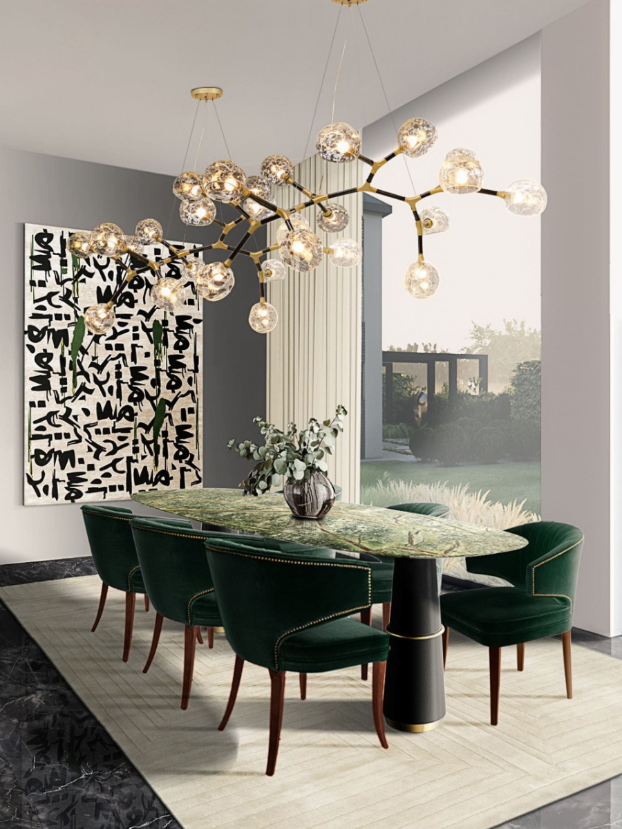 TOP 10 Green Dining Chairs To Elevate Your Dining Room Design. Dining room with IBIS dining chairs. home inspiration ideas