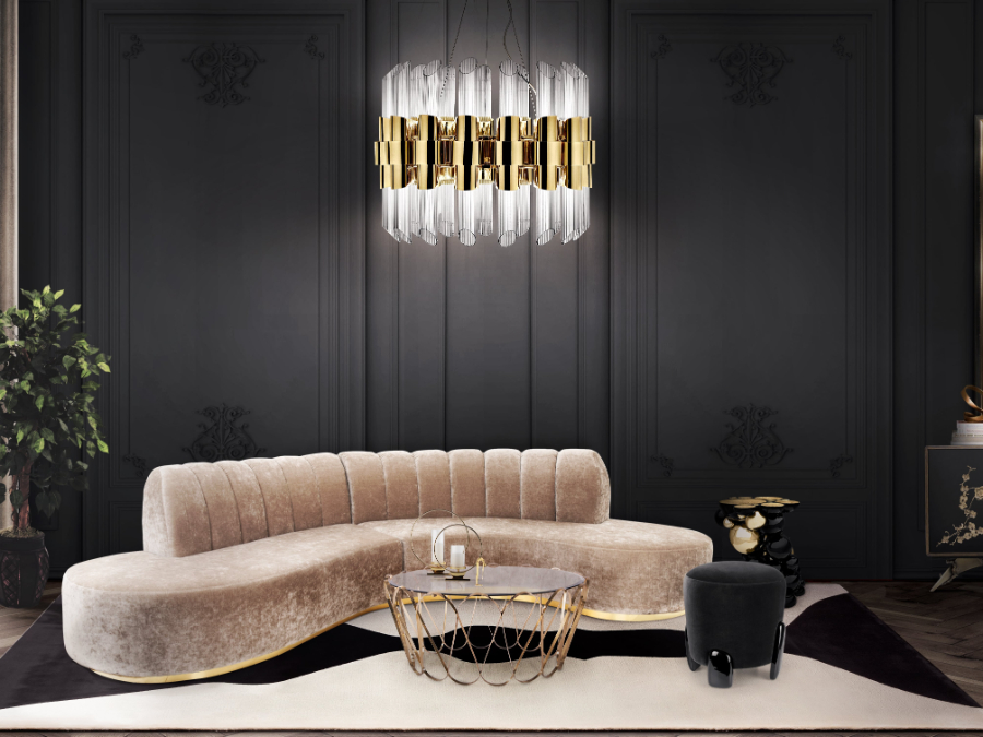 Luxury Living Room Ideas For Your Opulent Home. Dark Luxury Living Room With Golden Details. home inspiration ideas